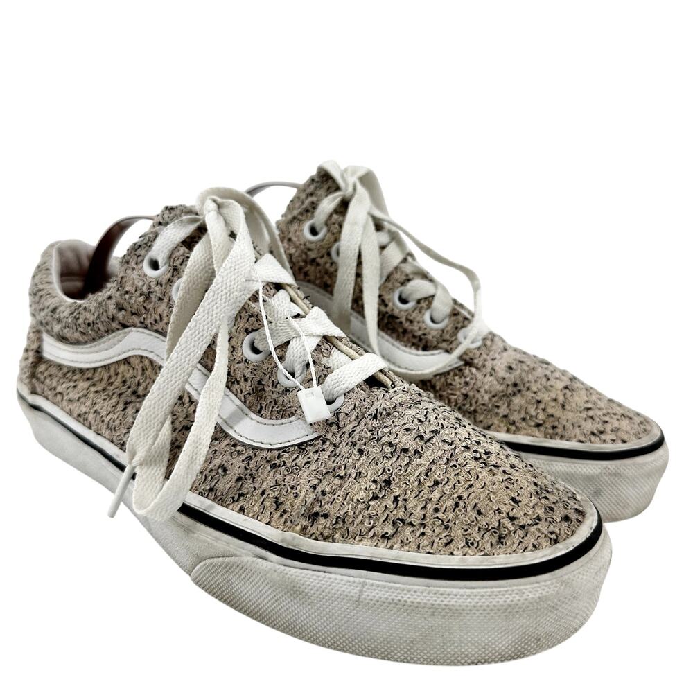 VANS Boucle Sneakers Texture Skate Lace Up Pink Speckle True White M5 W6.5
